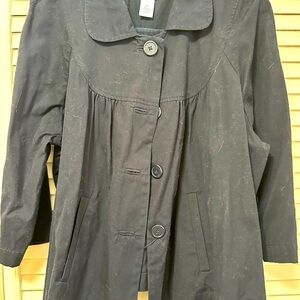 This jacket didnt photo well. dark navy painters smock  very cute jacket